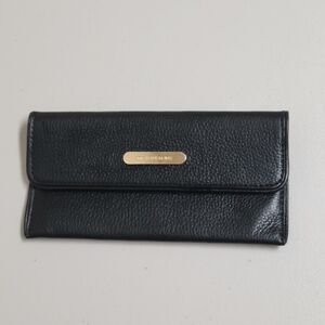 Michael Kors Black Leather Long Card Holder Wallet B-Fold Slender.